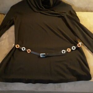 Italian Leather Belt with Metallic Circle Accents